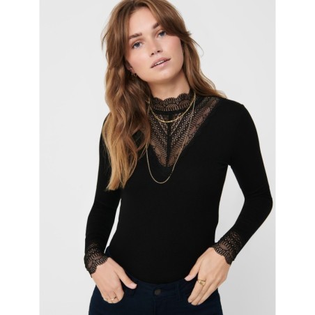 TOP ENCAJE CUELLO ALTO ONLTILDE