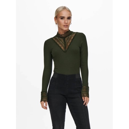 TOP ENCAJE CUELLO ALTO ONLTILDE