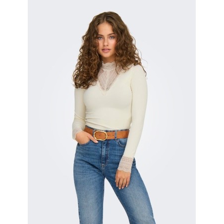 TOP ENCAJE CUELLO ALTO ONLTILDE