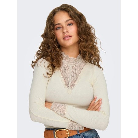 TOP ENCAJE CUELLO ALTO ONLTILDE